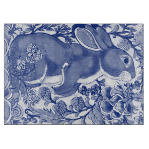 Planche À Découper Bleu Bleu Lapin Lapin Escargot Jacobean Floral