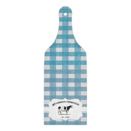 Planche À Découper Bleu Buffalo Plaid Farm Cow Cutting Board (Devant)