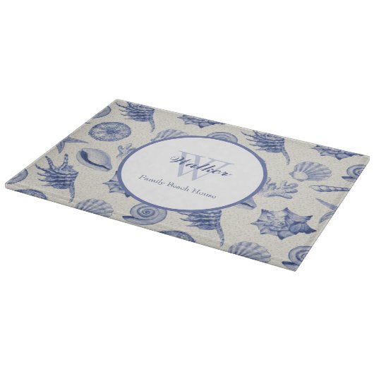 Planche À Découper Bleu Coquille Bleu Bleu Nautique Planche à découpe (Coin)