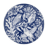 Planche À Découper Bleu de cobalt Chardon d'oiseau blanc Chinoiserie  (Devant)