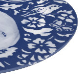 Planche À Découper Bleu de cobalt Lapin Blanc Lièvre Oiseau Floral Bo (Coin)