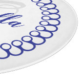 Planche À Découper Bleu Décoratif Cercle Monogramme Coupe (Coin)