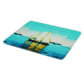 Planche À Découper bleu en verre de schooner de navigation (Coin)