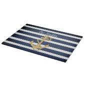 Planche À Découper Bleu et Ancre or Nautique (Coin)