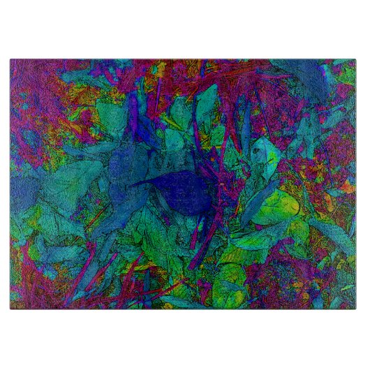 Planche À Découper Bleu et pourpre joliment décoré (Devant)