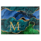 Planche À Découper Bleu et vert Peacock Faux Parties scintillant Agat (Devant)