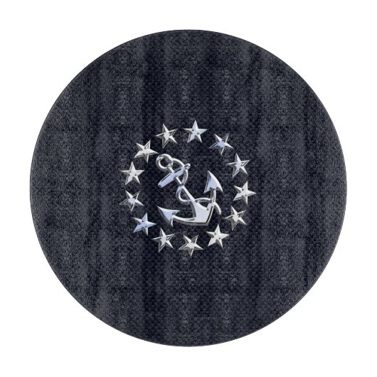 Planche À Découper Bleu fibre de carbone Nautique Chrome Yacht drapea (Devant)