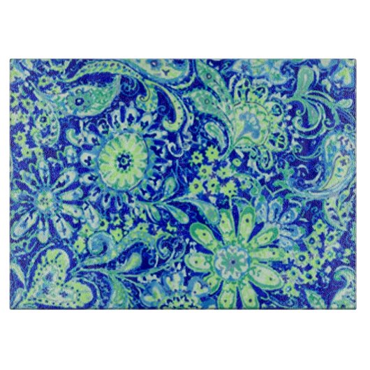 Planche à découper bleu floral (Devant)