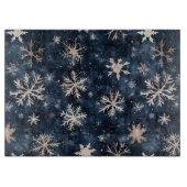 Planche À Découper Bleu foncé simple avec flocons de neige (Devant)