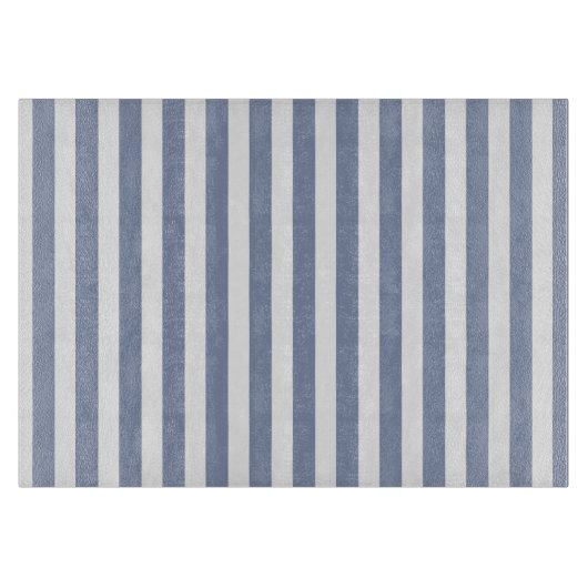 Planche À Découper Bleu gris et blanc rayures de bonbons (Devant)