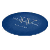Planche À Découper Bleu Gris Rustique Monogramme Initiale Nom de Fami (Coin)