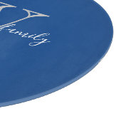 Planche À Découper Bleu Gris Rustique Monogramme Initiale Nom de Fami (Coin)