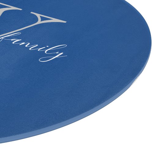 Planche À Découper Bleu Gris Rustique Monogramme Initiale Nom de Fami (Coin)