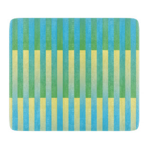 Planche À Découper Bleu Jaune Vert Motif rayé