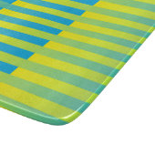 Planche À Découper Bleu Jaune Vert Motif Rayé (Coin)