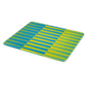 Planche À Découper Bleu Jaune Vert Motif Rayé (Coin)