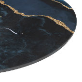 Planche À Découper Bleu Marbre or Nom personnalisé Lettre Coupe (Coin)