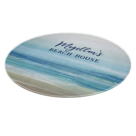 Planche À Découper Bleu marin Aquarelle Océan Waves Plage côtière (Coin)