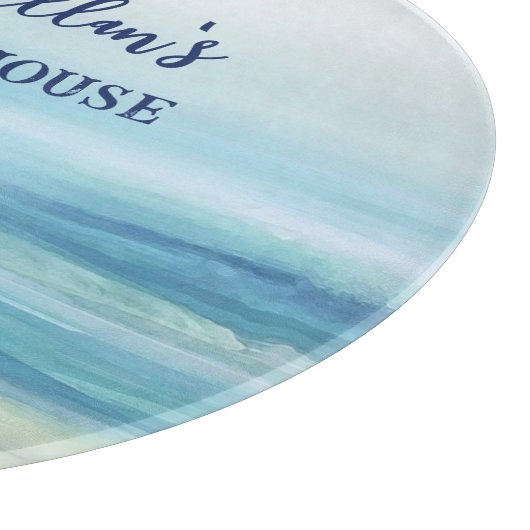 Planche À Découper Bleu marin Aquarelle Océan Waves Plage côtière (Coin)