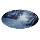 Planche À Découper Bleu Moonlit Forêt magique Scène d'hiver (Coin)