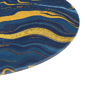 Planche À Découper Bleu Nuit Or Marbre Abstrait Luxe Topographique (Coin)