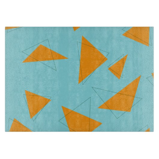 Planche À Découper Bleu, orange, cool, tendance, moderne triangle mot (Devant)