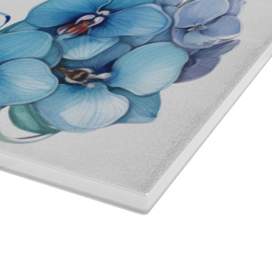 Planche À Découper Bleu Orchidées Shabbat Challah Board (Coin)