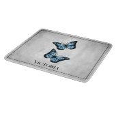 Planche À Découper Bleu papillon Floral Personnalisé (Coin)
