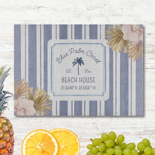 Planche À Découper Bleu rayé Maison de plage Côté Boho Fermette
