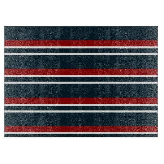 Planche À Découper Bleu Rouge uniforme rayures (Devant)