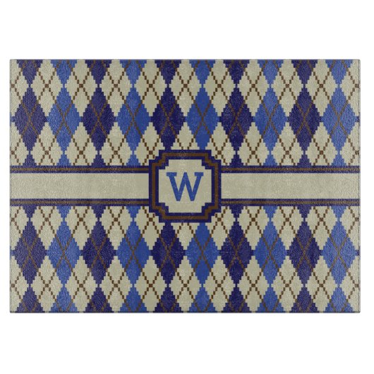 Planche À Découper Bleu Scone Jacquard Verre Découpe (Devant)