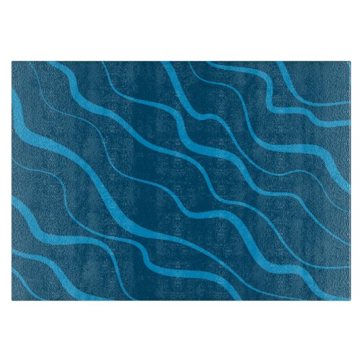 Planche À Découper Bleu, simple, moderne, cool vague abstraction (Devant)