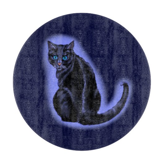 Planche À Découper Bleu teint noir Chat (Devant)