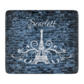 Planche À Découper Bleu Tour Eiffel Grunge Coupe (Devant)