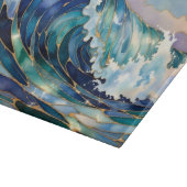 Planche à découper bleu vague océanique or (Coin)