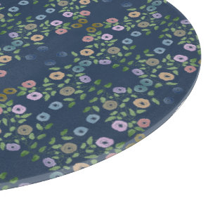 Planche à découper bleue et à fleurs