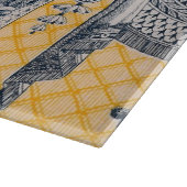 Planche à découper bleue et jaune de pays français (Coin)