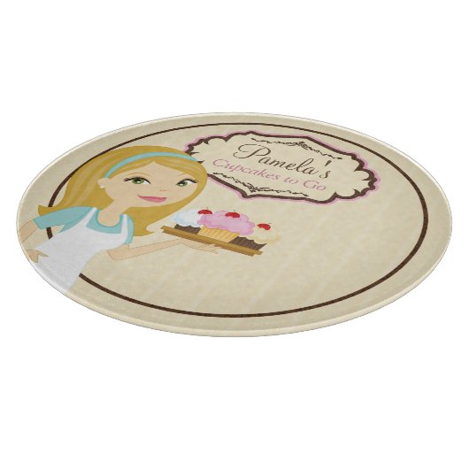 Planche À Découper Blonde Baker Cupcake D12 Round Cutting Board 1 (Coin)