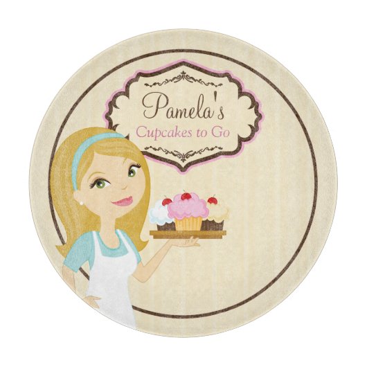 Planche À Découper Blonde Baker Cupcake D12 Round Cutting Board 1 (Devant)