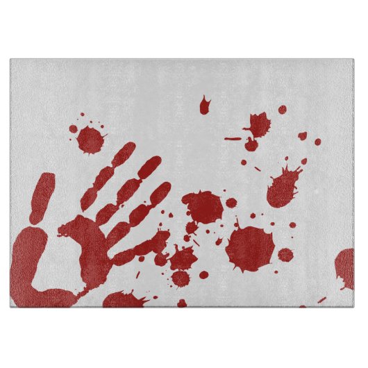 Planche À Découper Bloody Hand Print Blood Splatz Halloween Props (Devant)