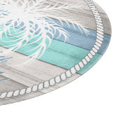 Planche À Découper Blue Beach Wood Nautical Stripes & Palm Trees (Coin)