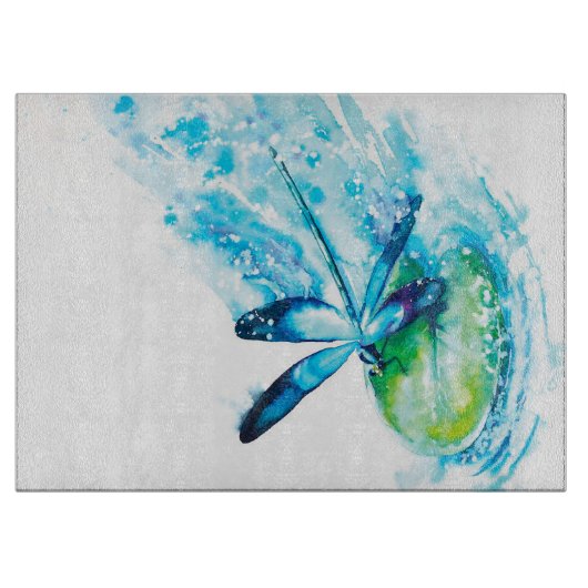 Planche À Découper Blue Dragonfly Landing canvas print| lovely canvas (Devant)