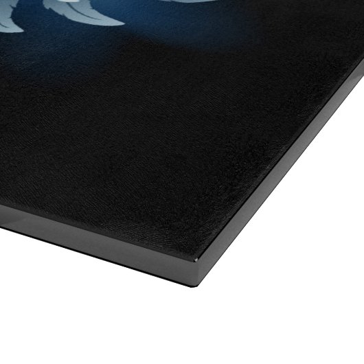 Planche À Découper Blue Glowing Angel Wings on black background (Coin)