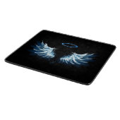 Planche À Découper Blue Glowing Angel Wings on black background (Coin)