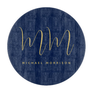 Planche À Découper Blue Gold Colours Professionnel Lettres initiales 