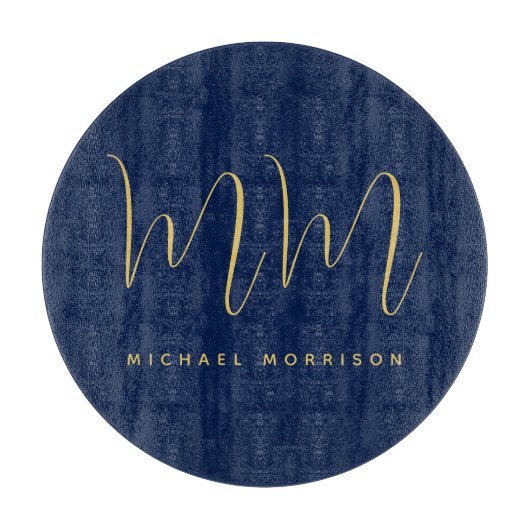 Planche À Découper Blue Gold Colours Professionnel Lettres initiales  (Devant)