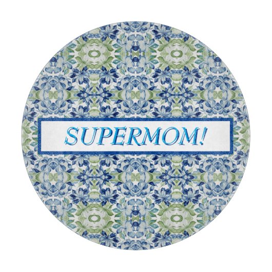 Planche À Découper Blue Greem BOHO Floral pattern (Devant)