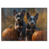 Planche À Découper Blue Heeler Chiot Automne Citrouille de plaisir (Devant)