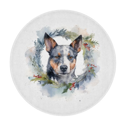 Planche À Découper Blue Heeler Christmas Wreath Festive Pup (Devant)