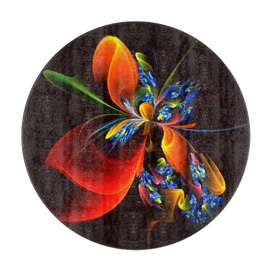 Planche À Découper Blue Orange Floral Moderne Art Abstrait Motif #03 (Devant)